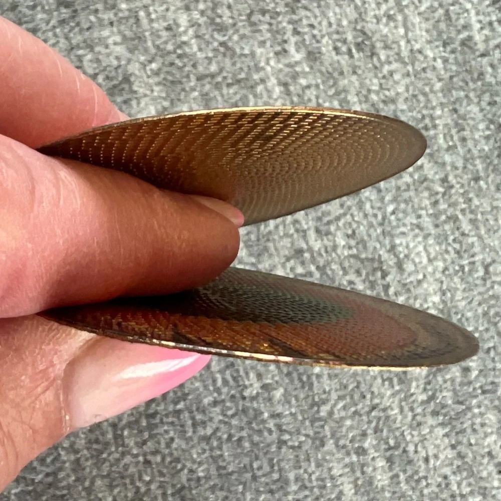 Peacock Feather Design Pierced‎ Earrings Thin Large Lightweight Flat Multicolor